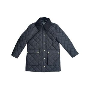 J. Crew Quilted Barn Jacket Black Corduroy Collar Heritage Ranch, Small Petite